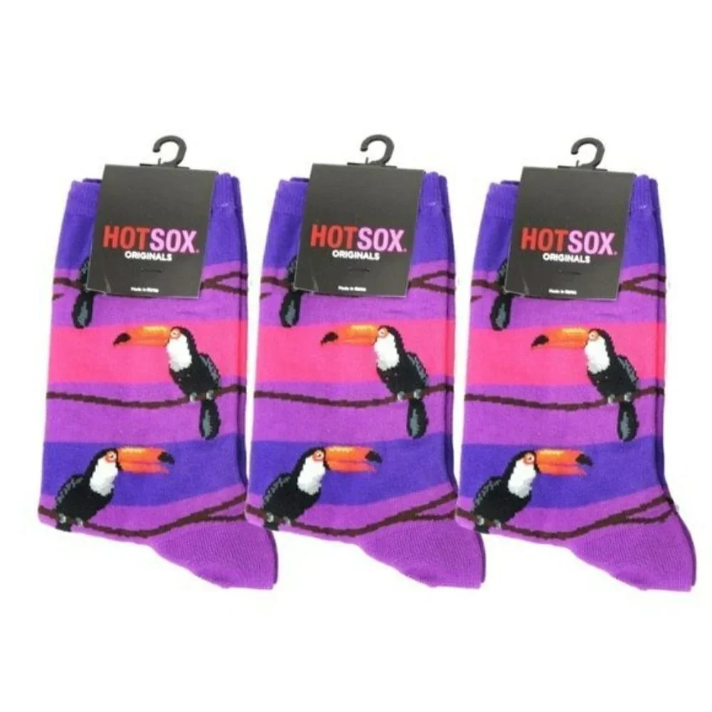 NWT Set of 3 Toucans on Stripe Crew Socks